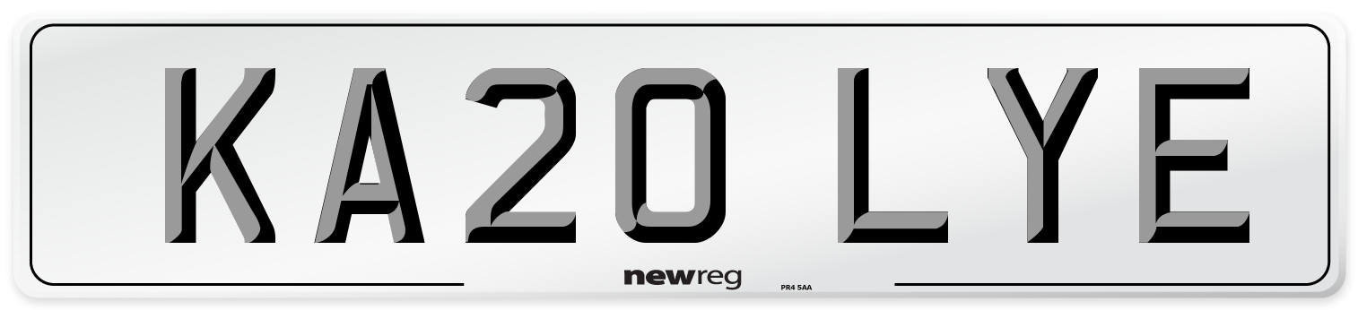 KA20 LYE Number Plate from New Reg
